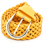 Yellow leather braided belt